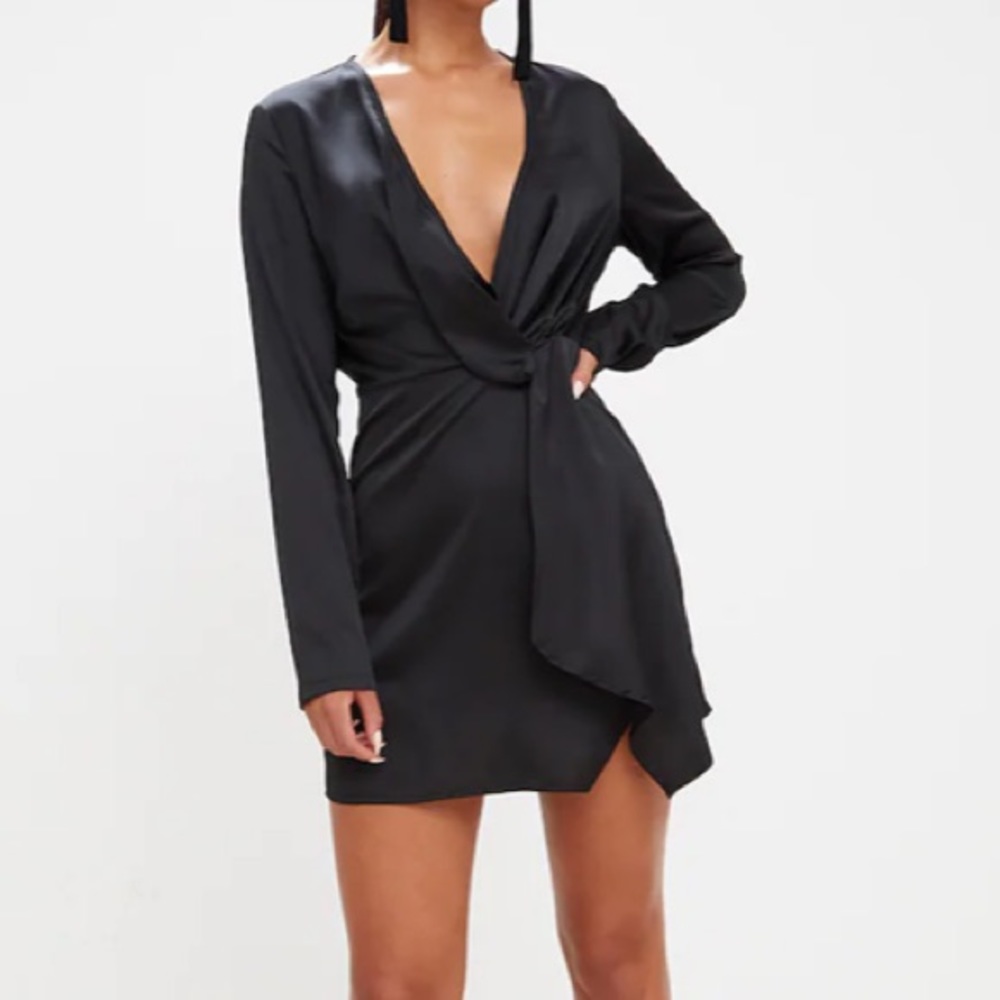 PrettyLittleThing satin wrap dress